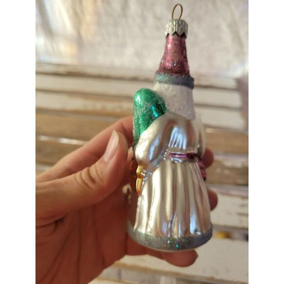 white glass Santa marionette puppeteer tree ornament Xmas - Picture 3 of 9